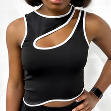 Load image into Gallery viewer, Black Asymmetrical Wavy Tank