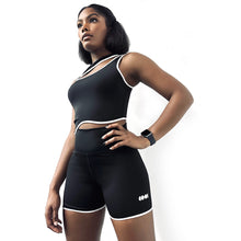 Load image into Gallery viewer, Black Biker Shorts with Piped Edge