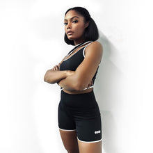 Load image into Gallery viewer, Black Biker Shorts with Piped Edge