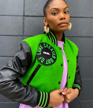 Load image into Gallery viewer, Emerald Cropped Letterman Jacket