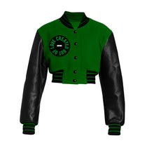 Load image into Gallery viewer, Emerald Cropped Letterman Jacket