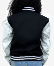 Load image into Gallery viewer, SHE'S COOL Black and White Varsity Jacket