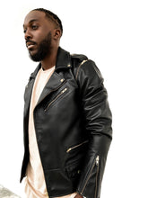 Load image into Gallery viewer, Men's leather moto jacket