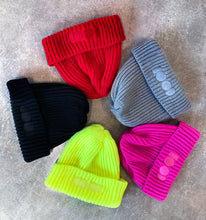 Load image into Gallery viewer, colorful beanie with embroidered logo on front