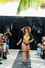 Load image into Gallery viewer, BLACK-GOLD OMBRÉ METALLIC ONE-PIECE SWIMSUIT