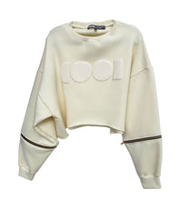 Load image into Gallery viewer, Cropped Crewneck Zip Sweatshirt