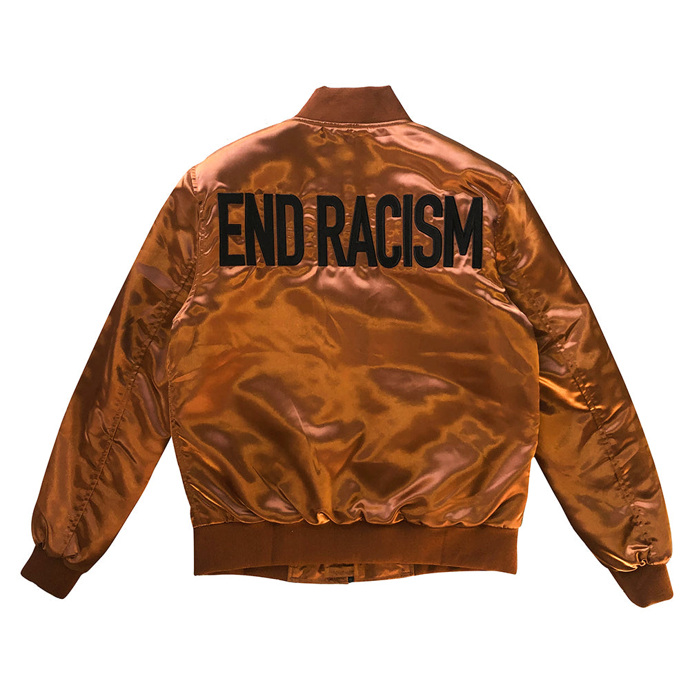 BROWN SATIN JACKET WITH EMBROIDERED DESIGN