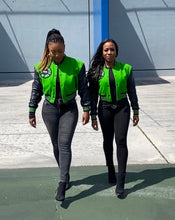 Load image into Gallery viewer, Emerald Cropped Letterman Jacket