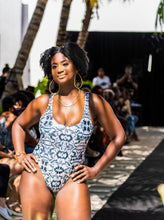 Load image into Gallery viewer, METALLIC TIE-DYE ONE-PIECE SWIMSUIT