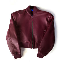 Load image into Gallery viewer, Cropped leather bomber jacket
