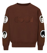 Load image into Gallery viewer, Brown Icons Crewneck Sweatshirt with Patches
