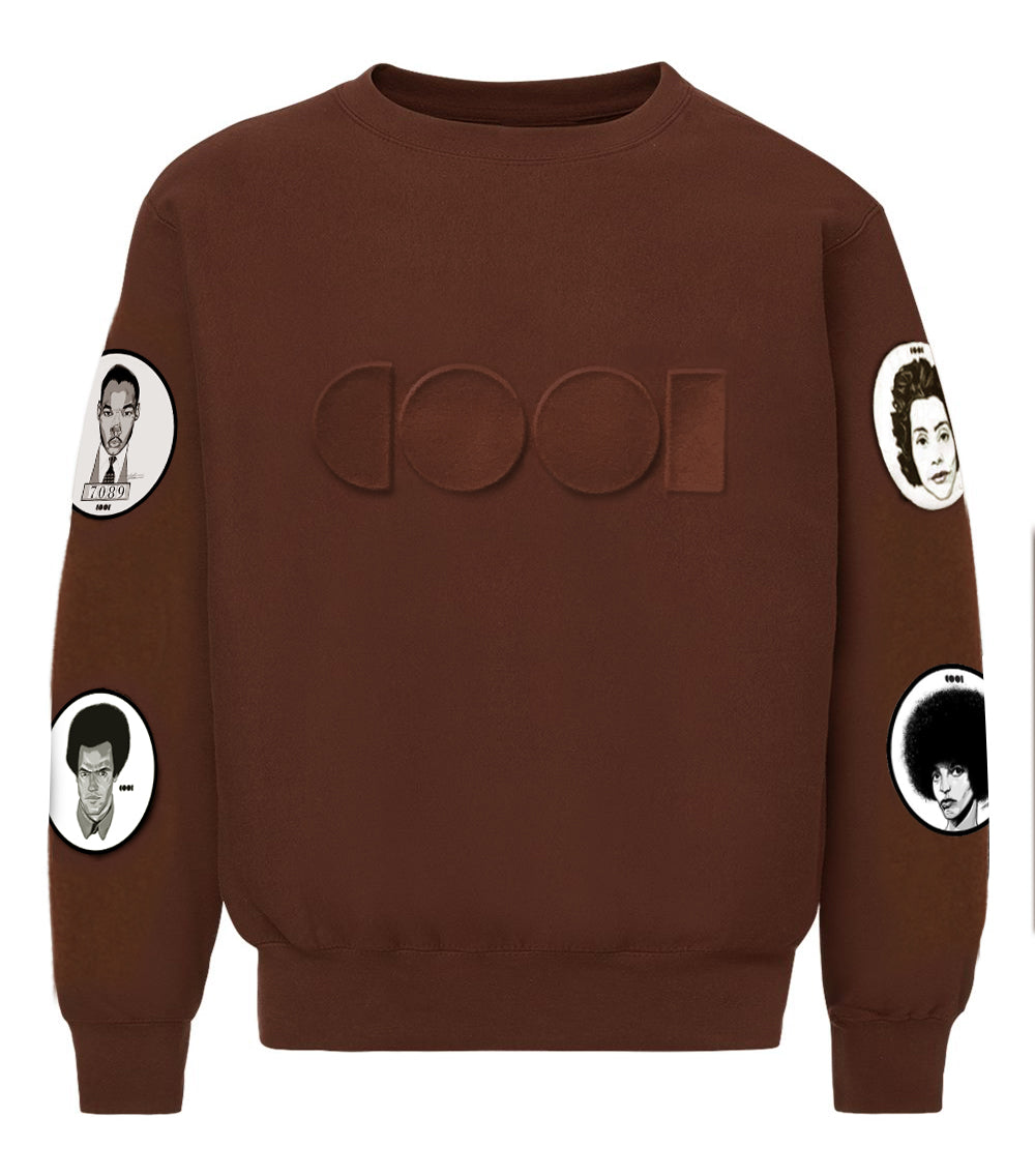 Brown Icons Crewneck Sweatshirt with Patches