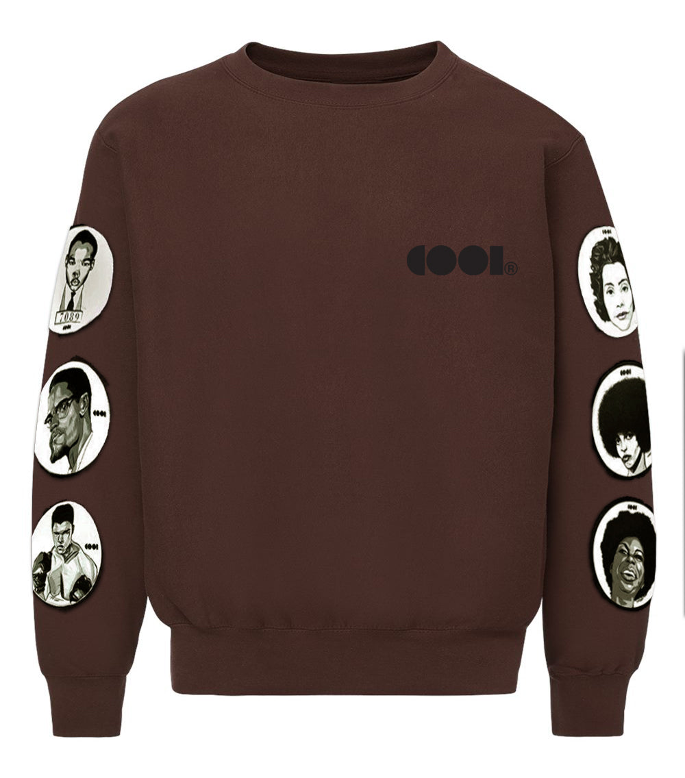 Brown Icons Crewneck Sweatshirt with Patches