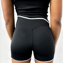 Load image into Gallery viewer, Black Biker Shorts with Piped Edge
