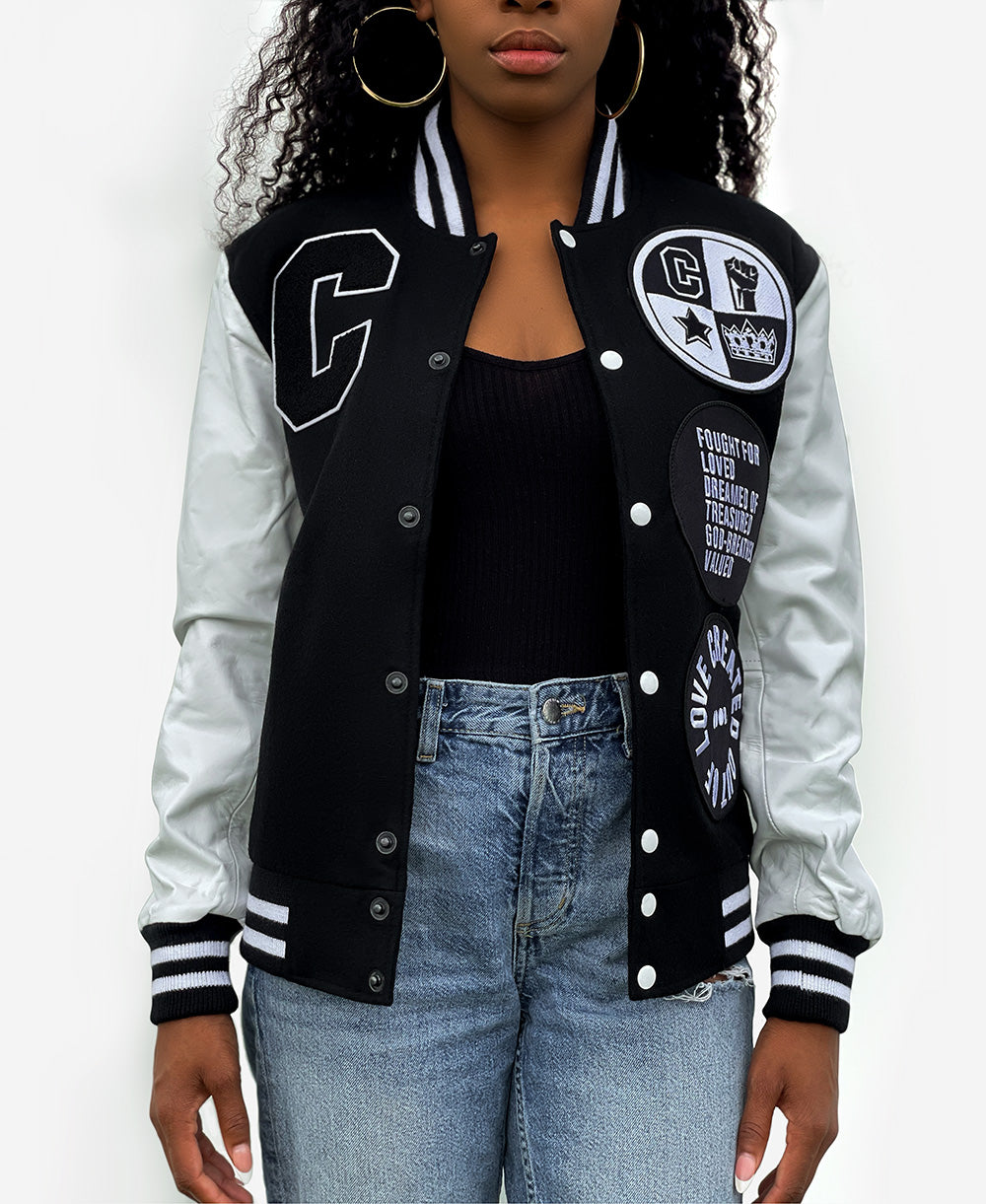 SHE'S COOL Black and White Varsity Jacket – #CreateOutOfLove