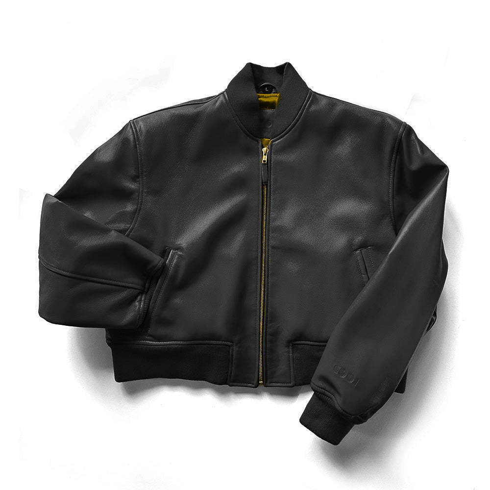 Cropped leather bomber jacket – #CreateOutOfLove