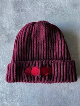 Load image into Gallery viewer, burgundy beanie with burgundy embroidered logo on front
