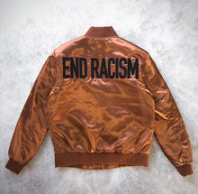 Load image into Gallery viewer, BROWN SATIN JACKET WITH EMBROIDERED DESIGN
