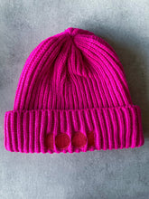 Load image into Gallery viewer, neon pink beanie with pink embroidered logo on front
