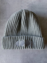 Load image into Gallery viewer, gray beanie with gray embroidered logo on front
