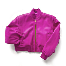 Load image into Gallery viewer, Cropped leather bomber jacket
