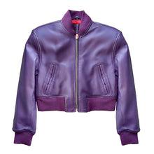 Load image into Gallery viewer, Cropped leather bomber jacket
